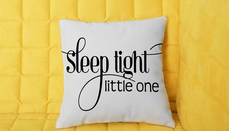 Фото подушки с надписью "Sleep tight little one"